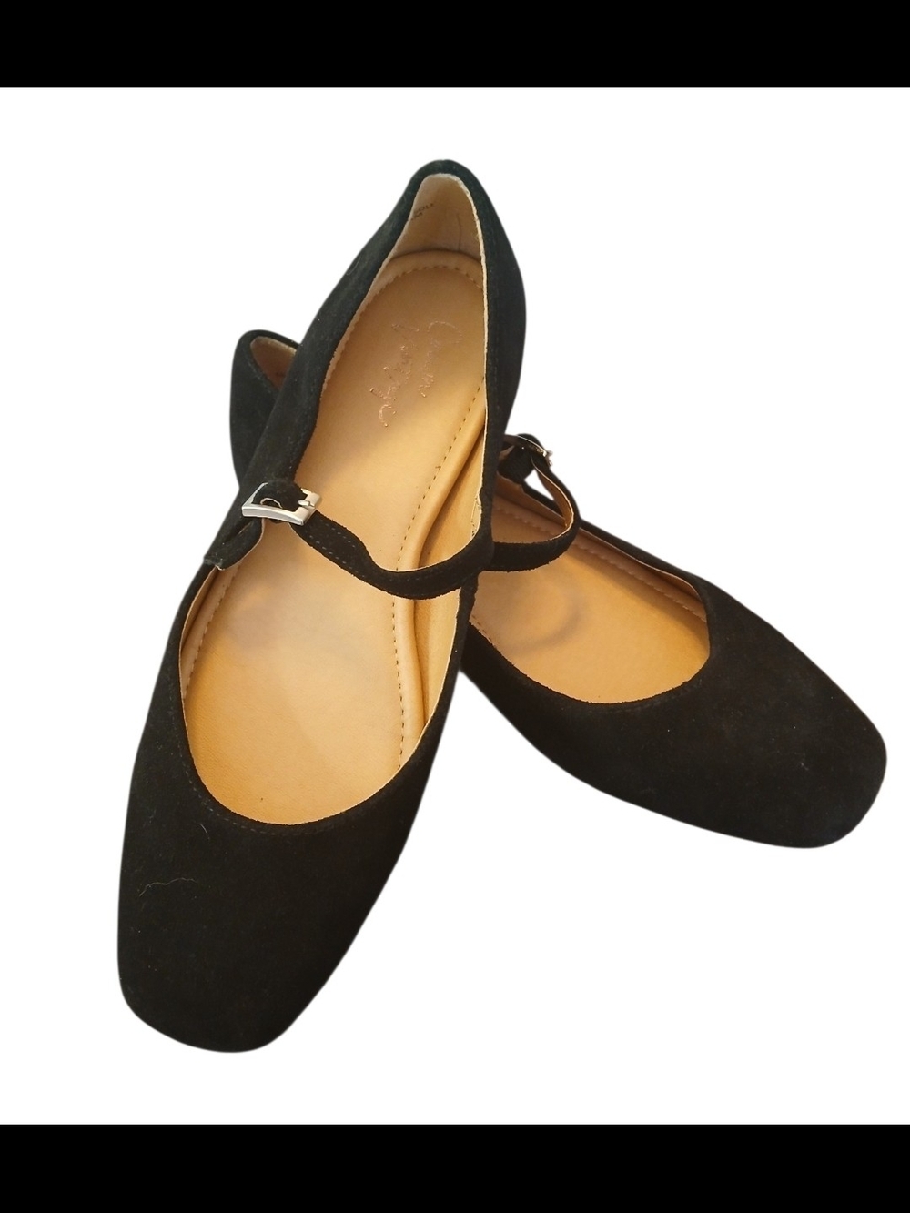 Crown Vintage Black Mary Jane Flats with Adjustable Strap